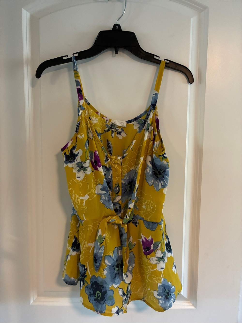 Sienna Sky Mustard Yellow Floral Tie-Front Cami